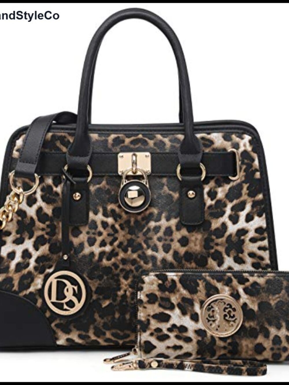Vegan Leather Satchel Handbag Set with Wallet - Top Handle Purse Work Bag